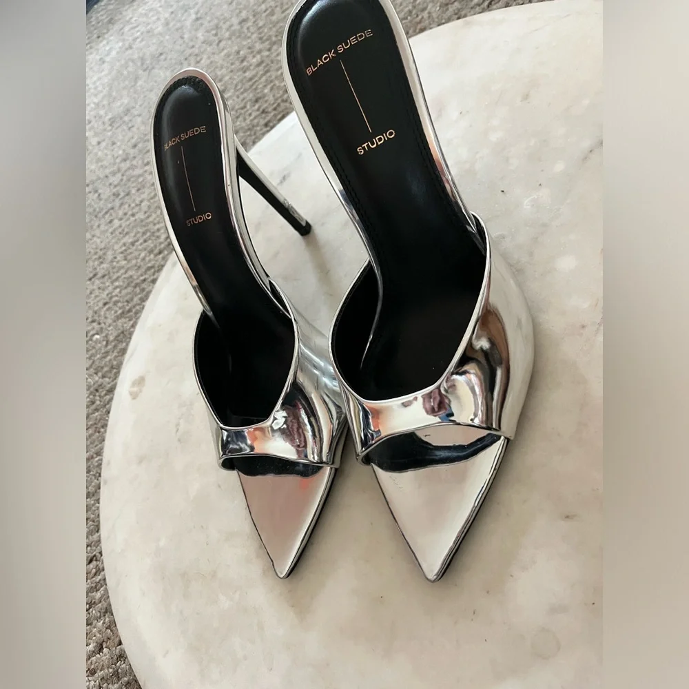 😎 Black Suede Studio Brea 100 heels mirrored silver - Picture 11 of 13